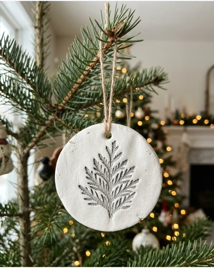 9. Botanical Imprint Clay Ornaments