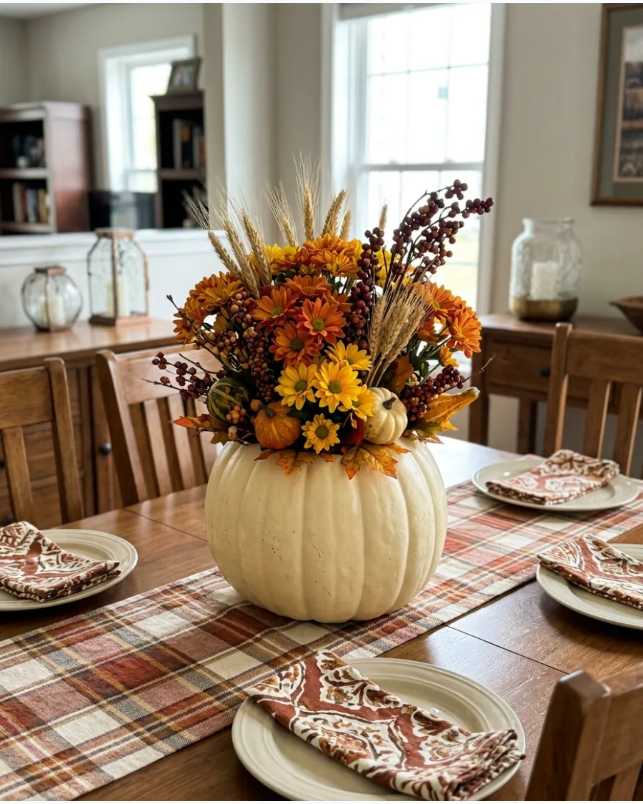 10. DIY Floral Pumpkin Arrangement