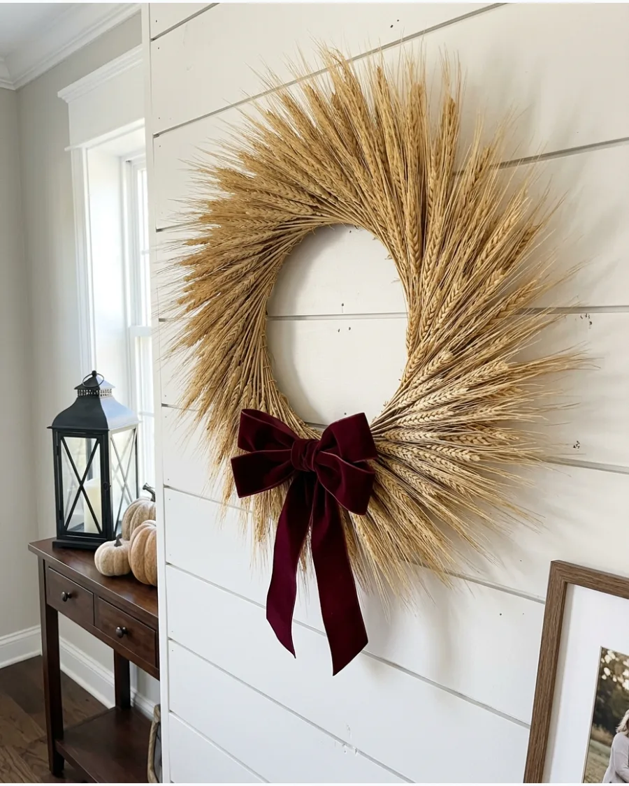 12. DIY Wheat Thanksgiving Wreath