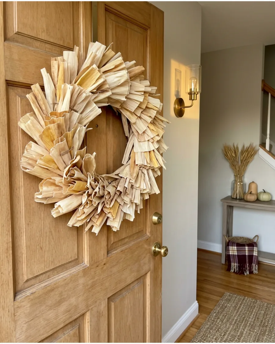 14. DIY Corn Husk Thanksgiving Wreath