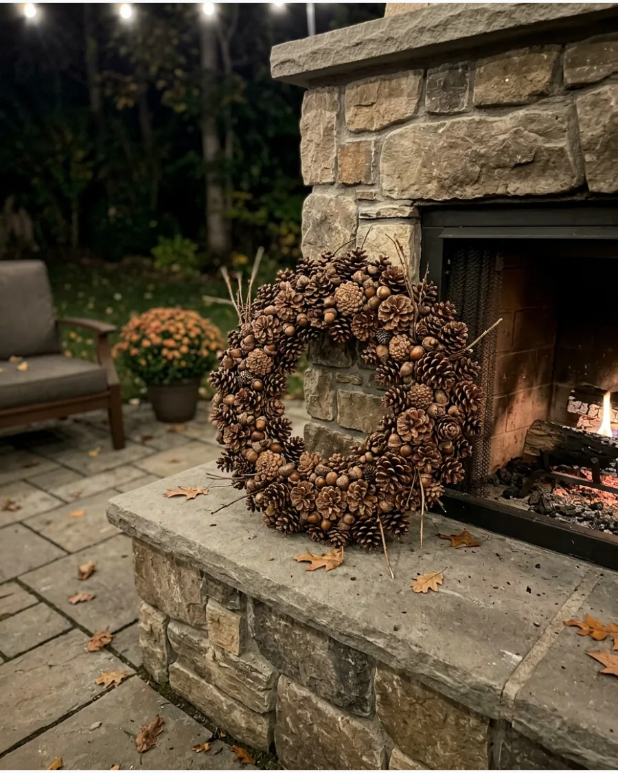16. DIY Pinecone and Acorn Wreath