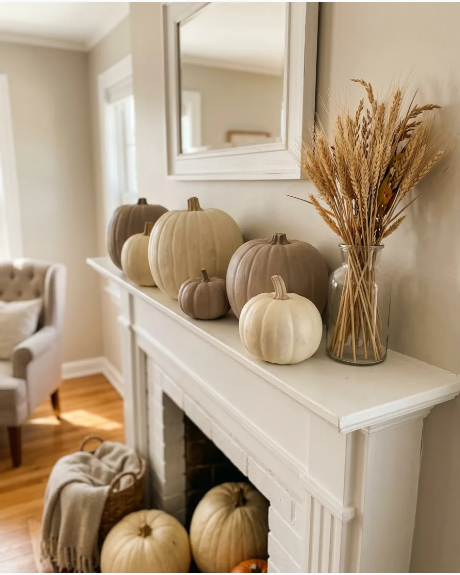 2. DIY Neutral Painted Pumpkin Set