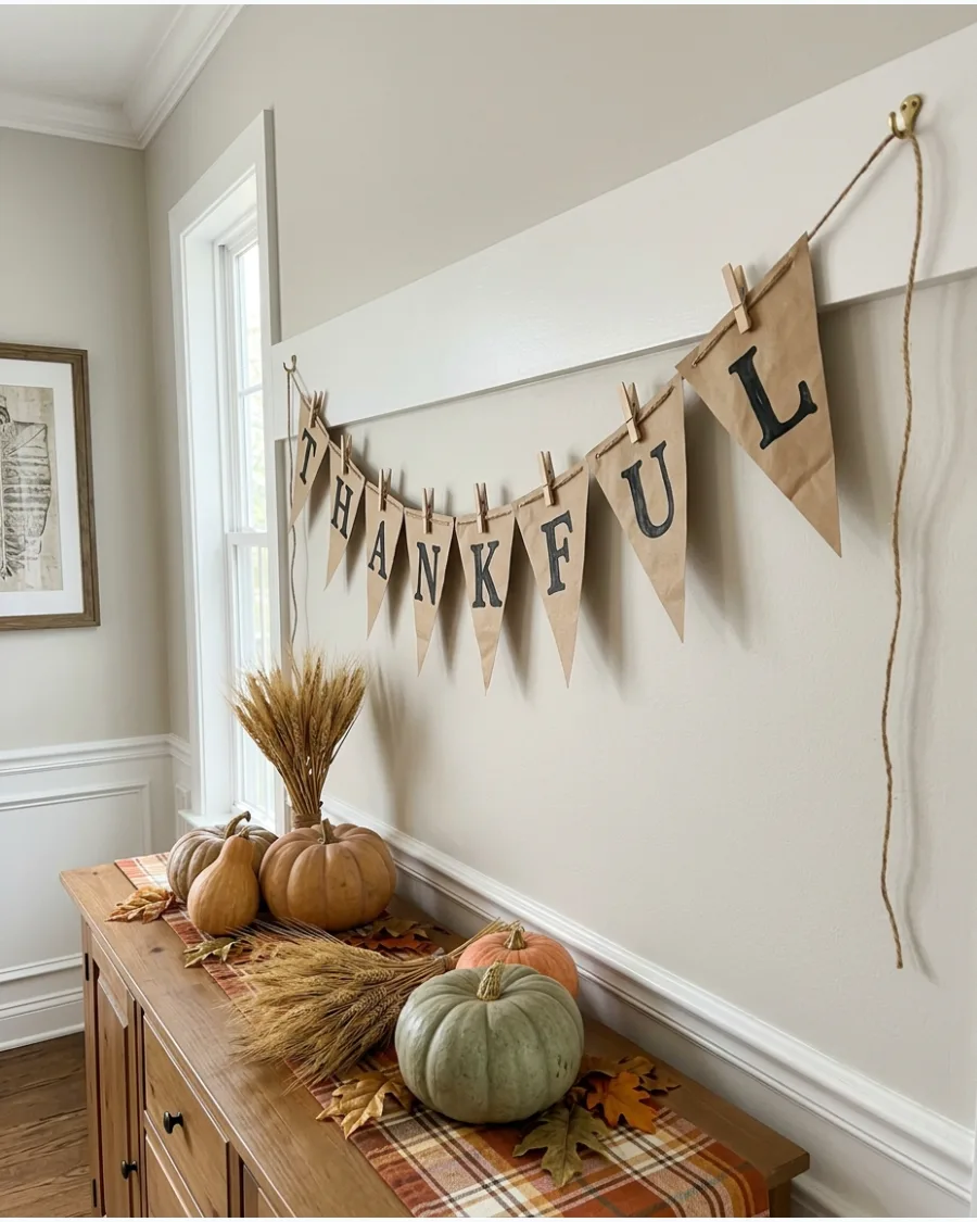 27. DIY Thanksgiving Banner With Vintage Letters