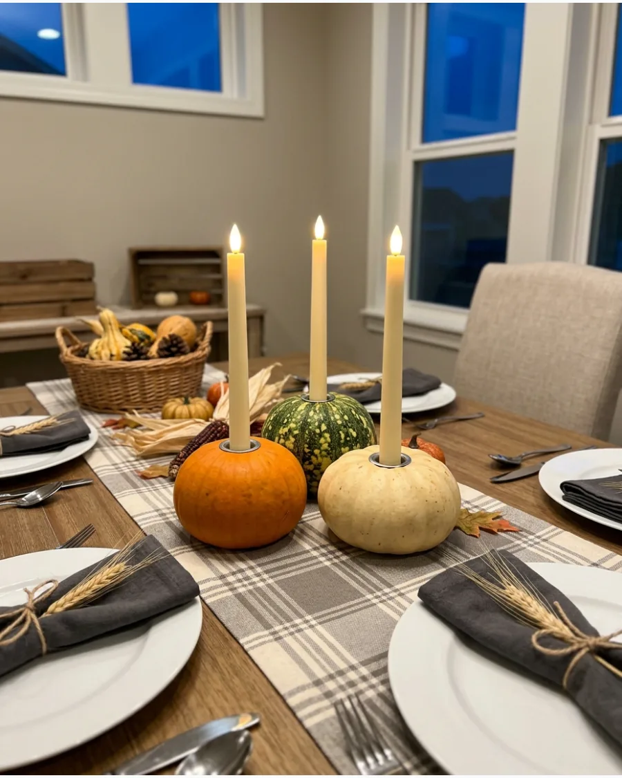 34. DIY Gourd Candleholders