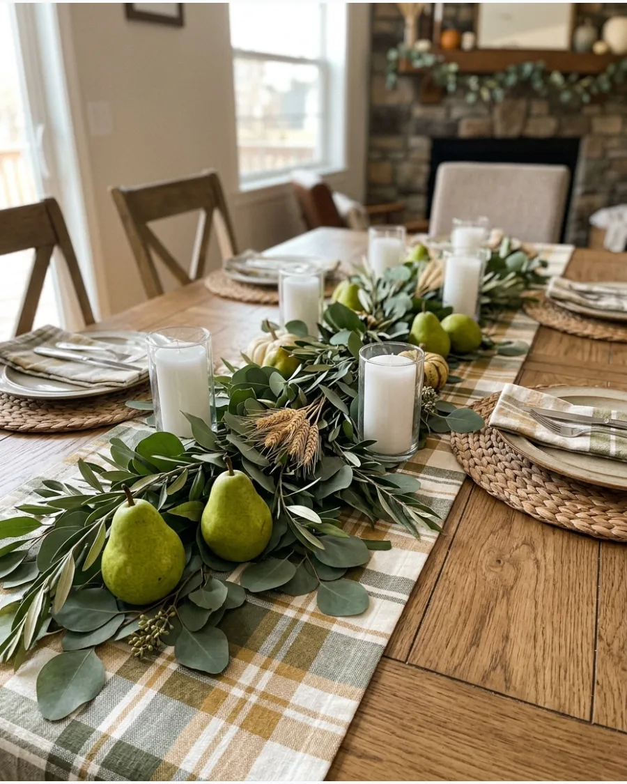 35. DIY Pear and Greenery Table Garland