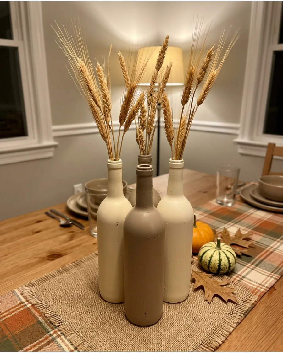 48. DIY Wine Bottle Thanksgiving Vases
