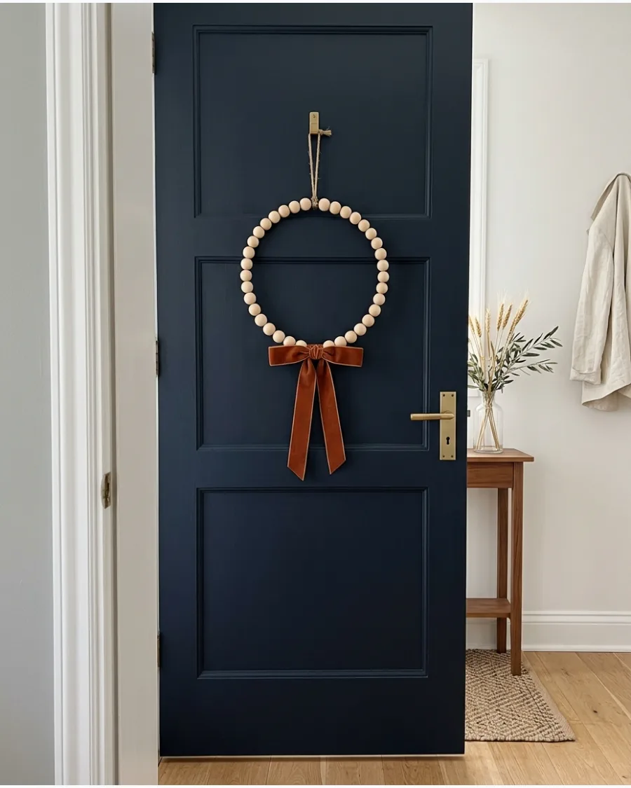 52. Minimalist Wood Bead Door Wreath