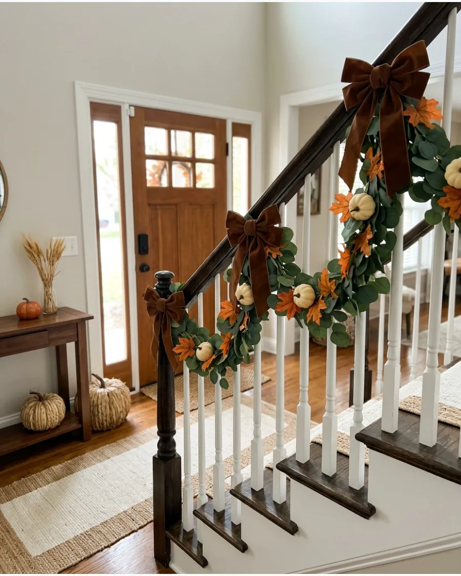 56. DIY Thanksgiving Stair Garland