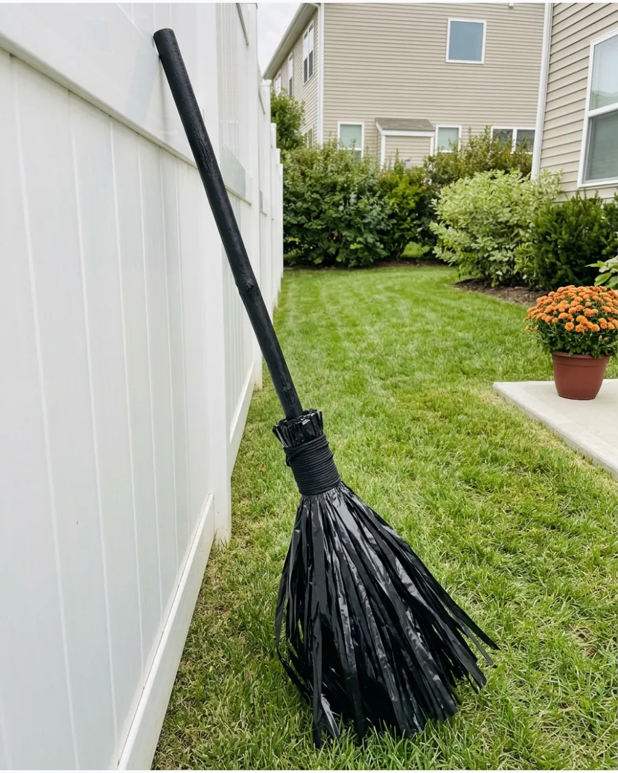20. Plastic Tablecloth Witch Broom
