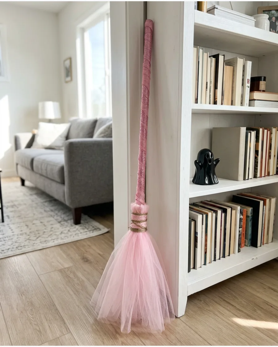 27. Pink Halloween Witch Broom