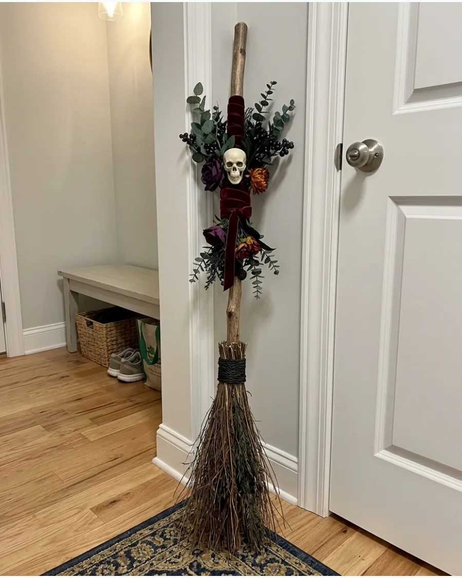 37. Gothic Floral Witch Broom