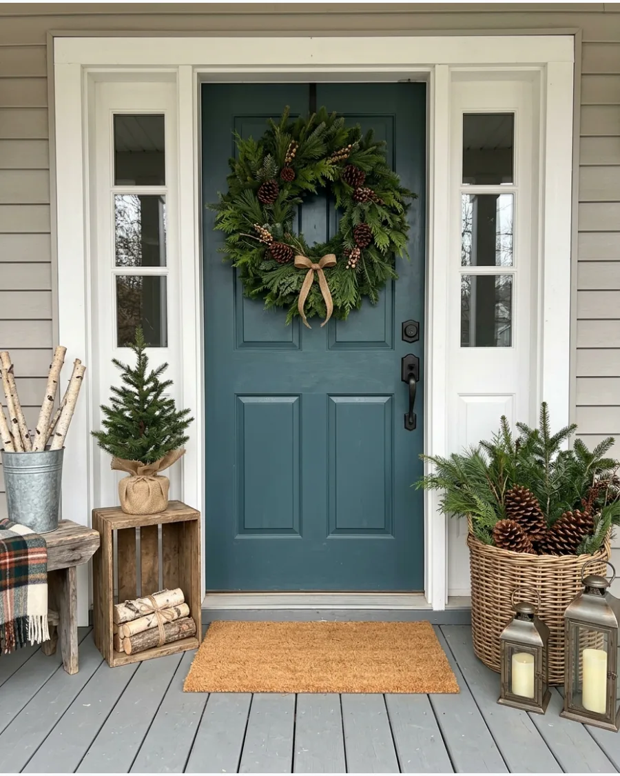 18. Woodland Farmhouse Christmas Porch