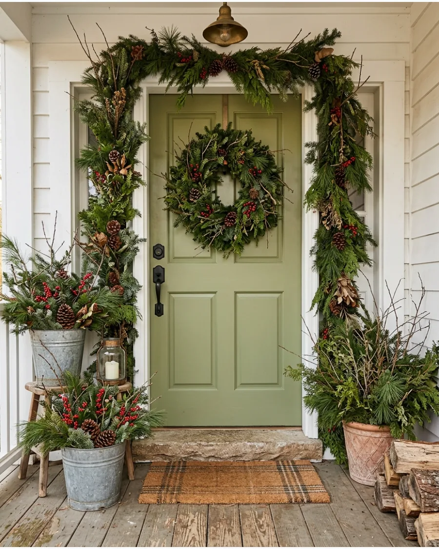 20. Foraged Greenery Christmas Porch