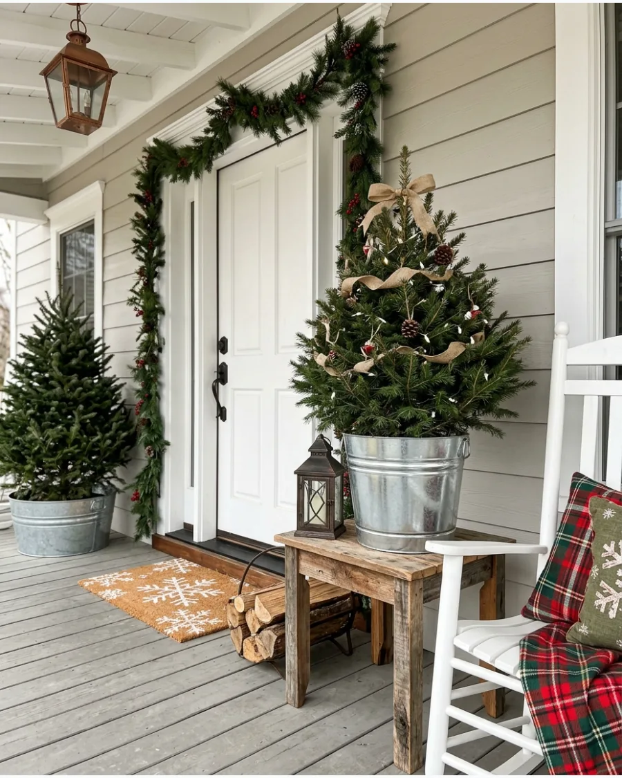 22. Christmas Trees in Galvanized Metal Buckets