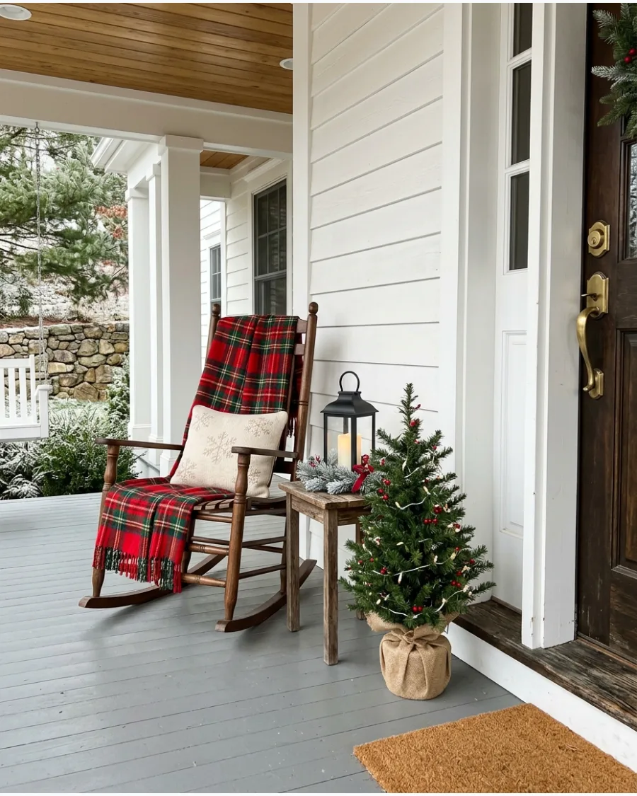 39. Farmhouse Christmas Porch Reading Corner