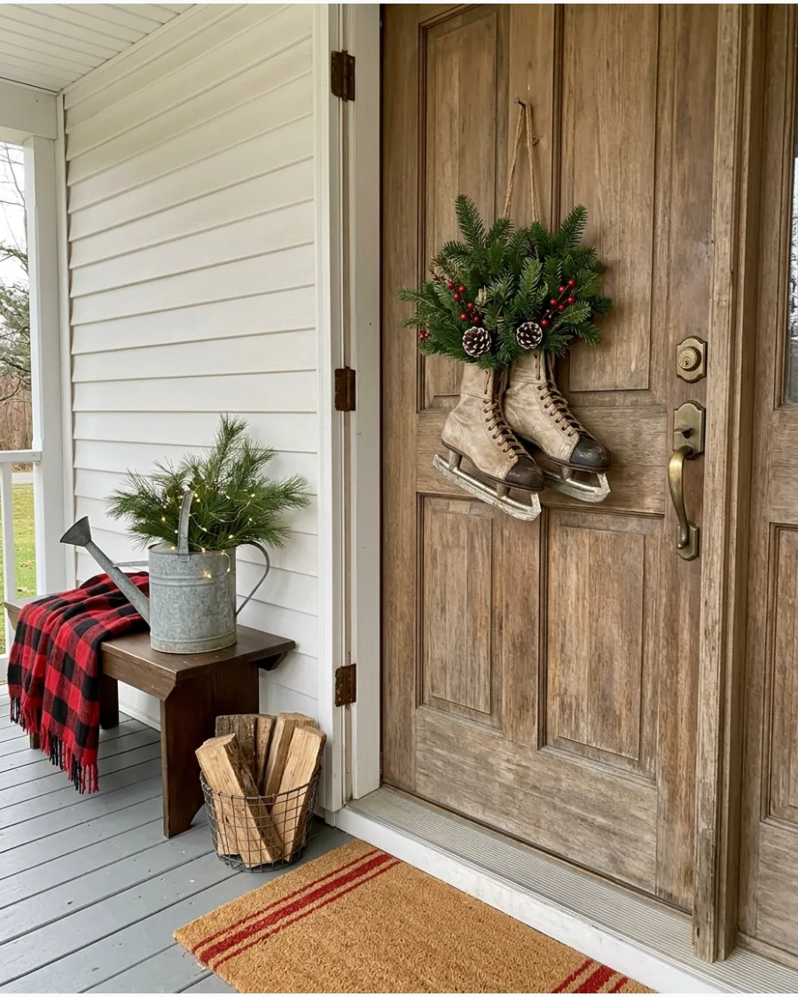 42. Antique Ice Skates Christmas Door Display