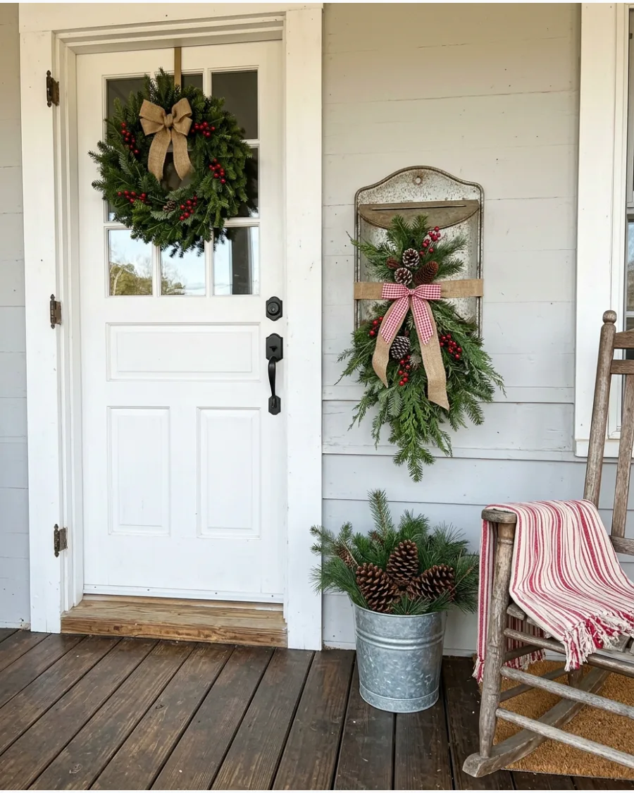 47. Vintage Mailbox Christmas Greenery Display