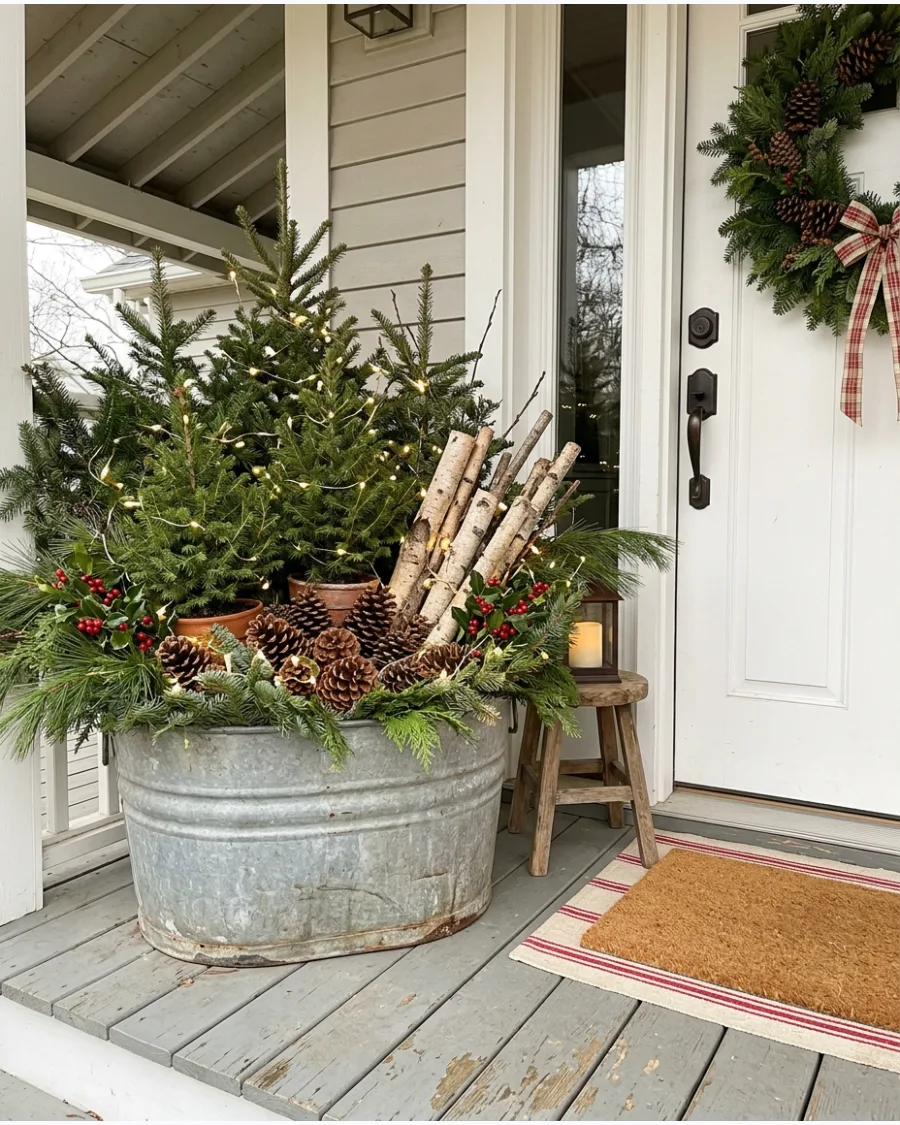 48. Antique Galvanized Tub Christmas Display