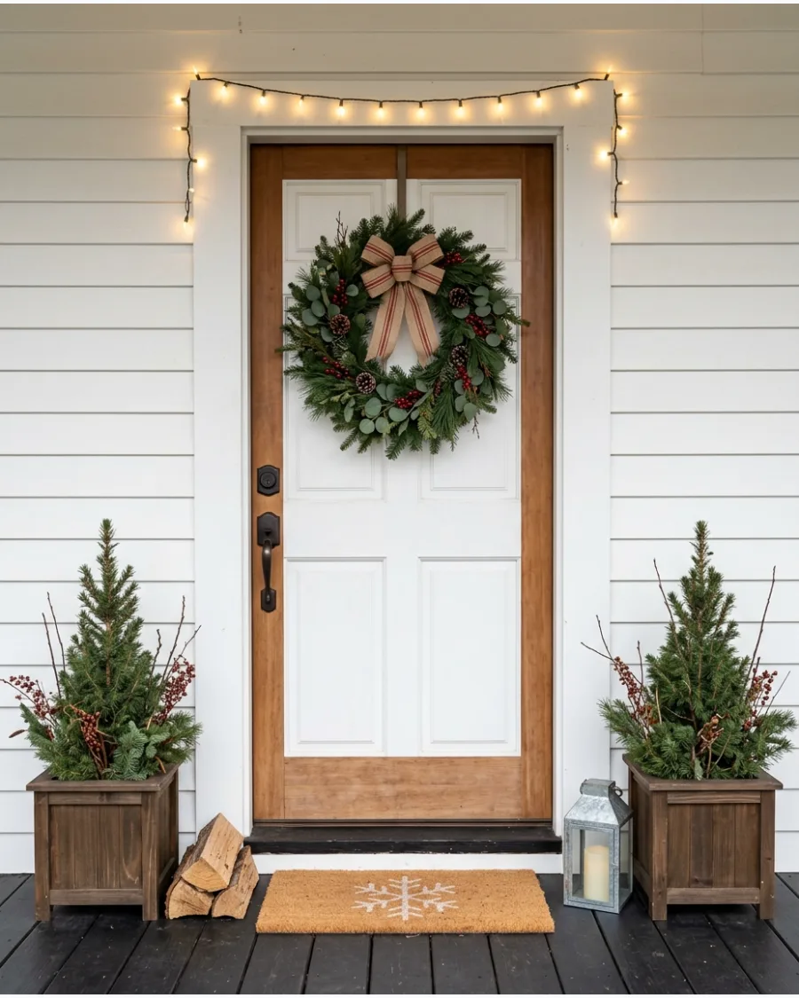 52. Minimal Farmhouse Christmas Porch