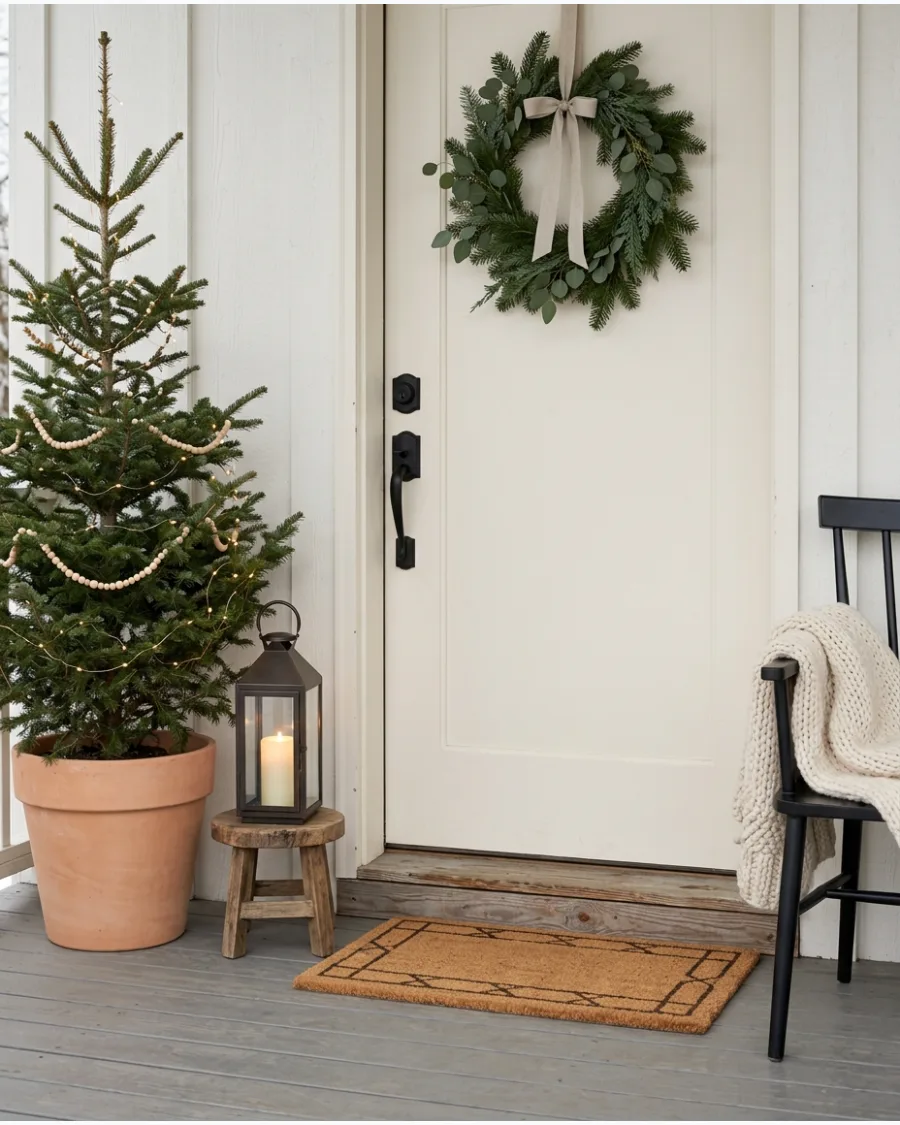 57. Scandinavian Farmhouse Christmas Porch