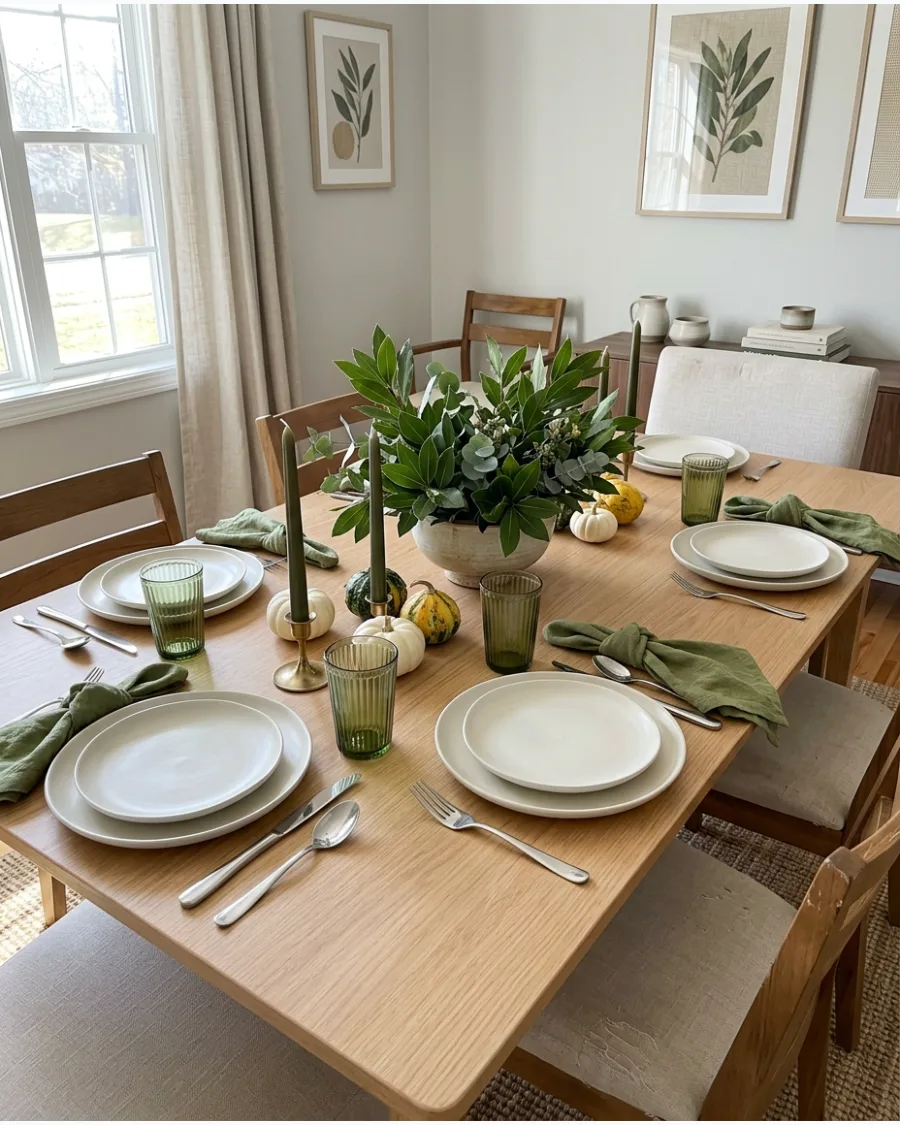 12. Olive Green Friendsgiving Tablescape