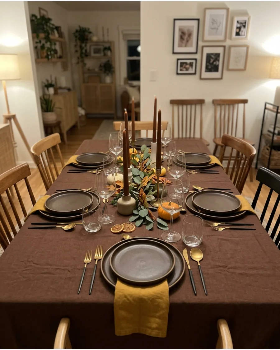 14. Chocolate Brown Friendsgiving Tablescape
