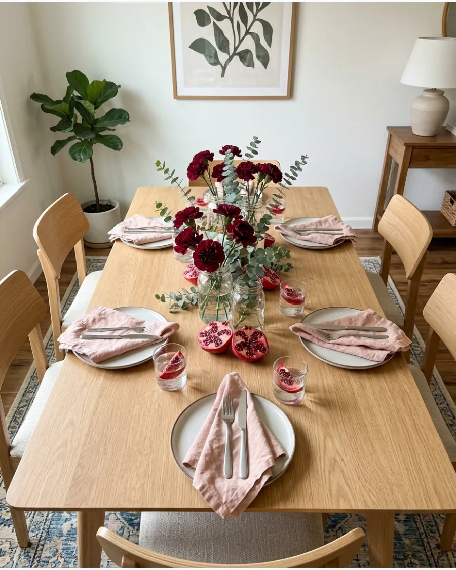 21. Pink and Burgundy Friendsgiving Tablescape