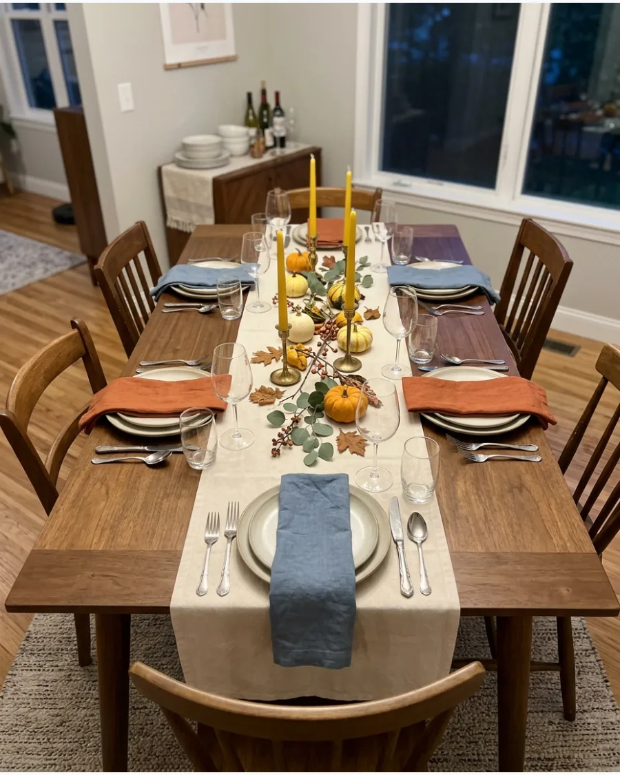 23. Colorful Fall Friendsgiving Tablescape