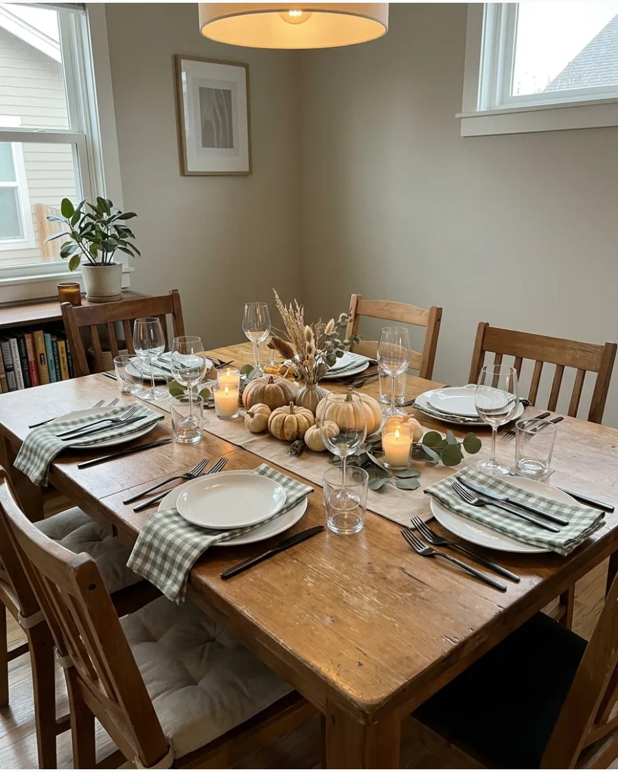 28. Gingham Friendsgiving Tablescape