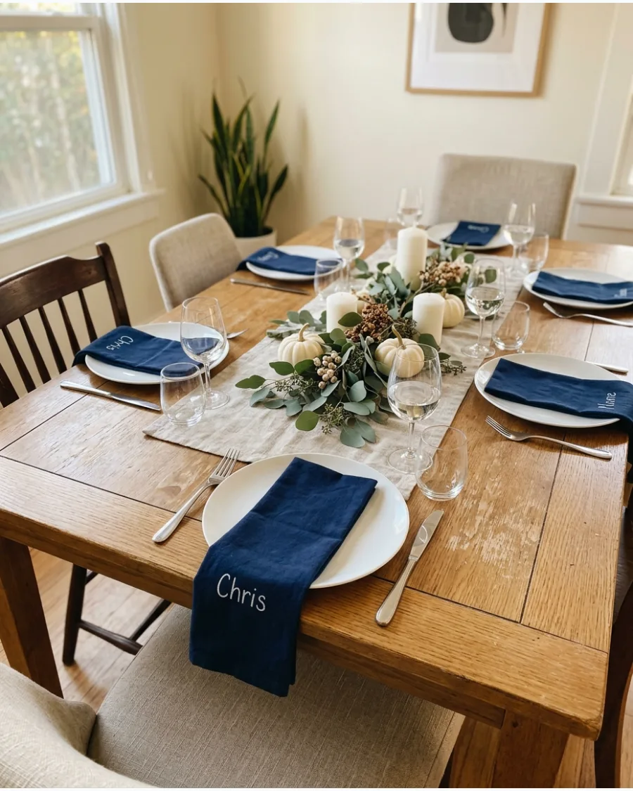 38. Personalized Napkin Friendsgiving Tablescape