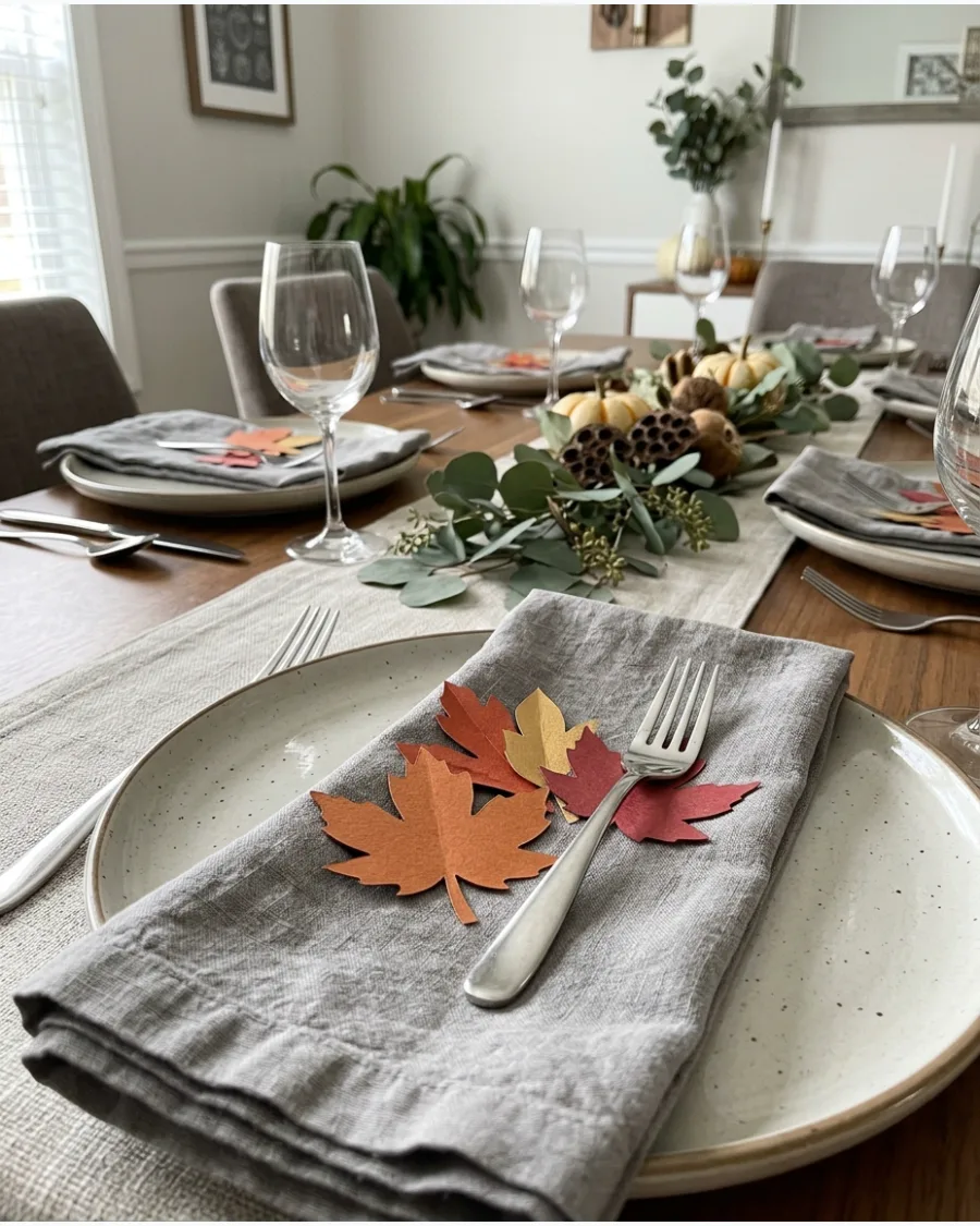 45. DIY Paper Leaf Friendsgiving Tablescape