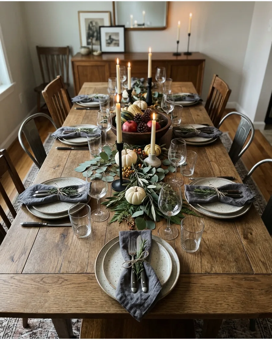 5. Rustic Wood Friendsgiving Tablescape