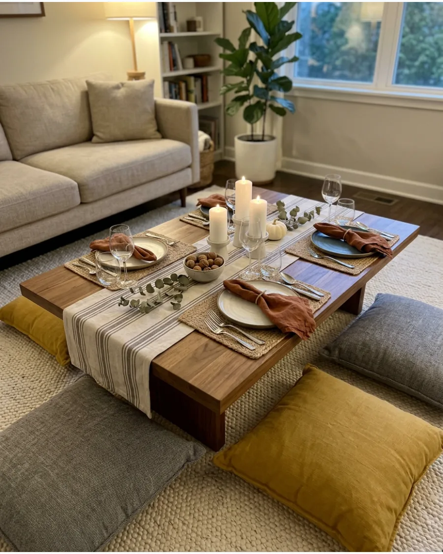 51. Floor-Seating Friendsgiving Tablescape