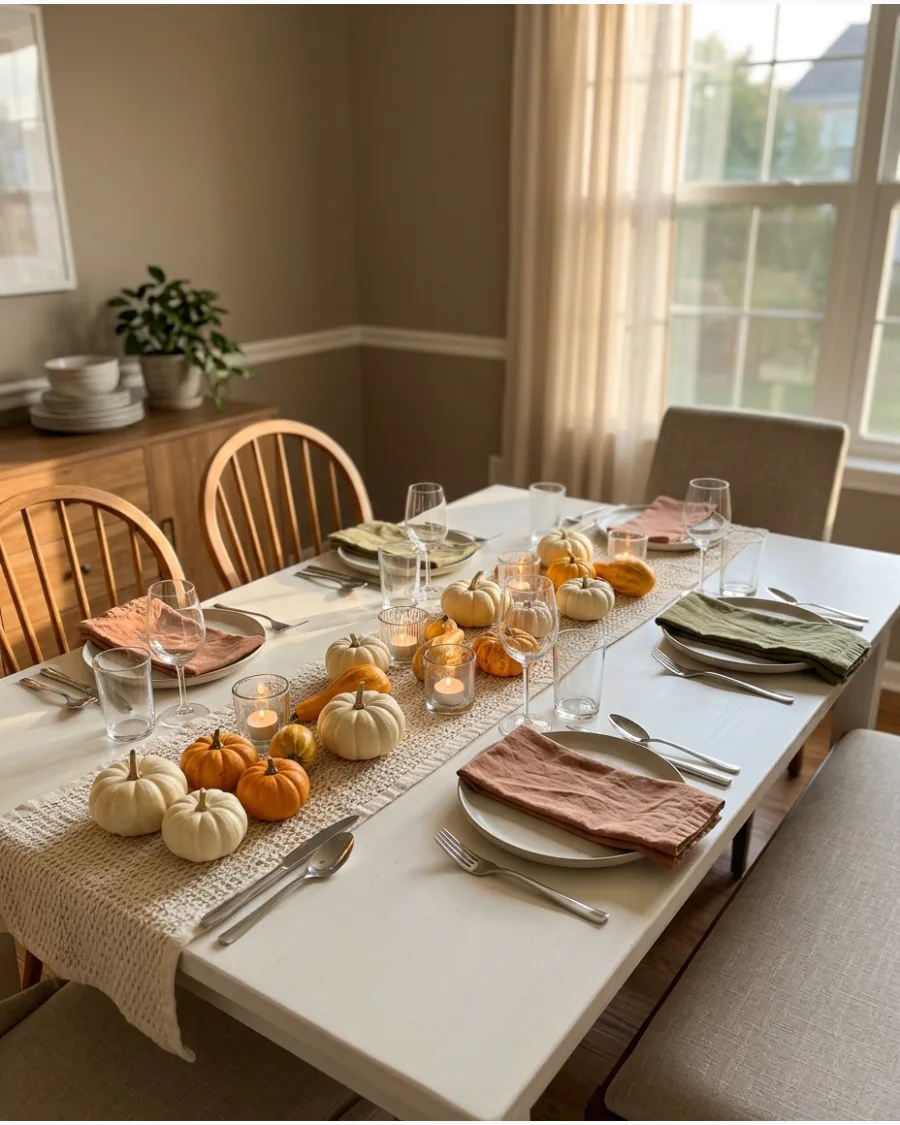 6. Simple Pumpkin Friendsgiving Tablescape