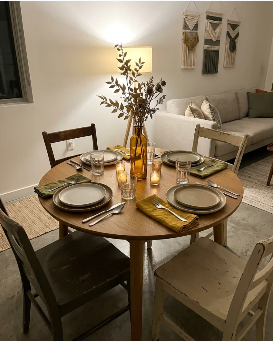 9. Small Apartment Friendsgiving Tablescape