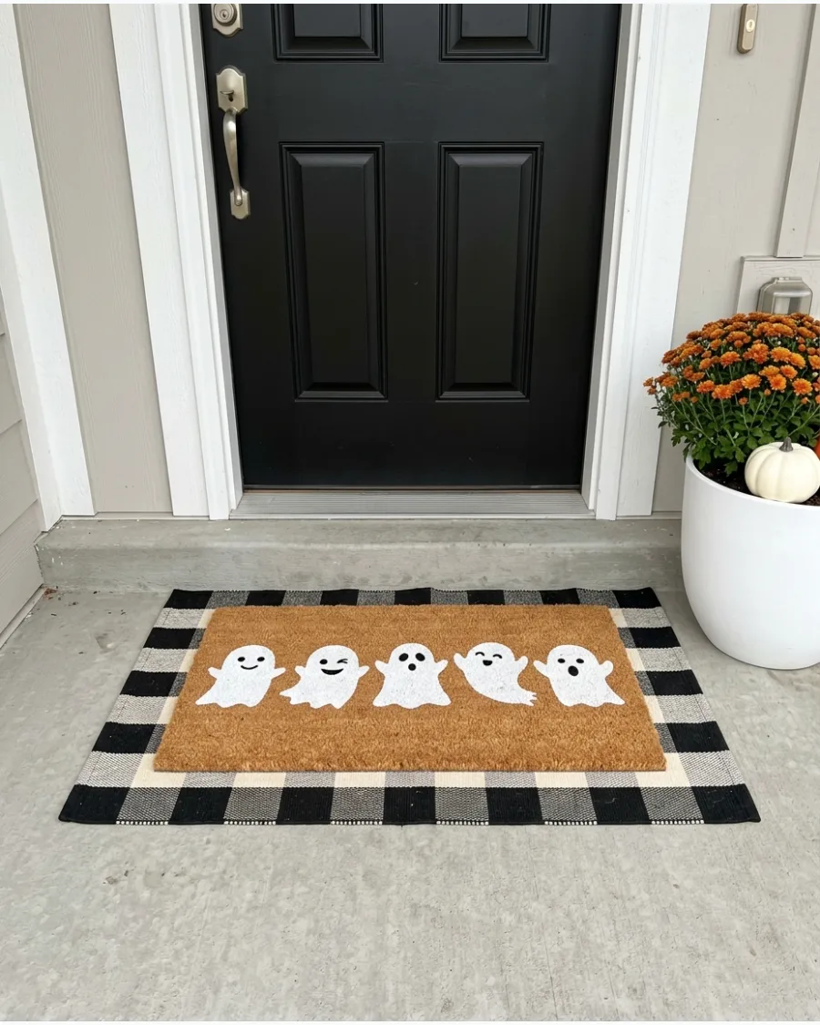 1. Friendly Ghost Halloween Doormat