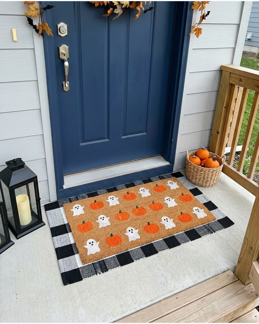 3. Ghost and Pumpkin Doormat