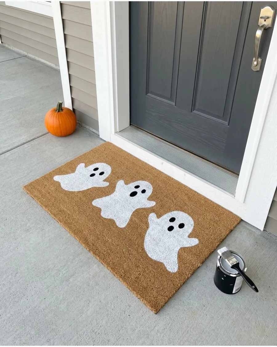 47. DIY Stenciled Ghost Doormat