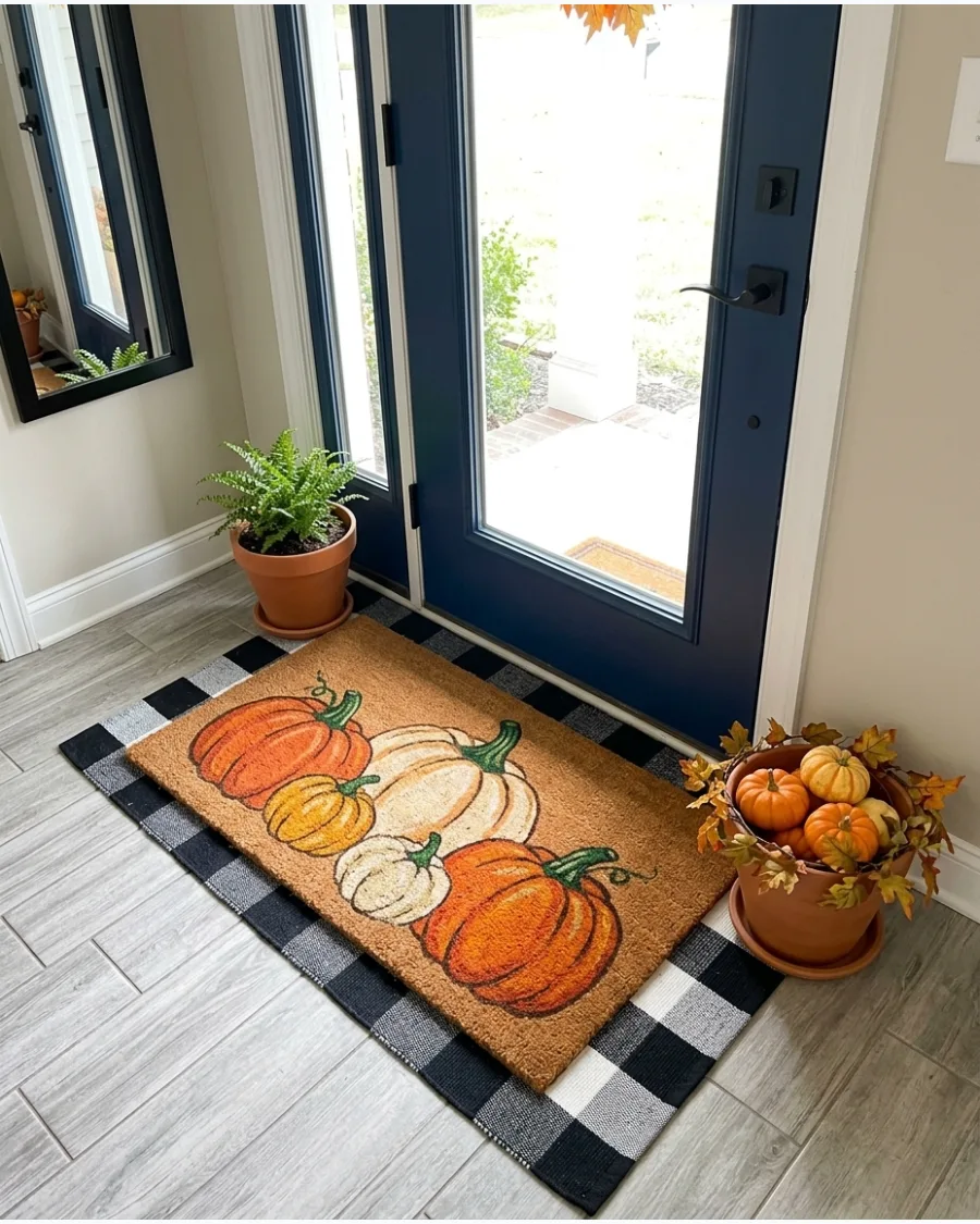 48. Hand-Painted Pumpkin Doormat