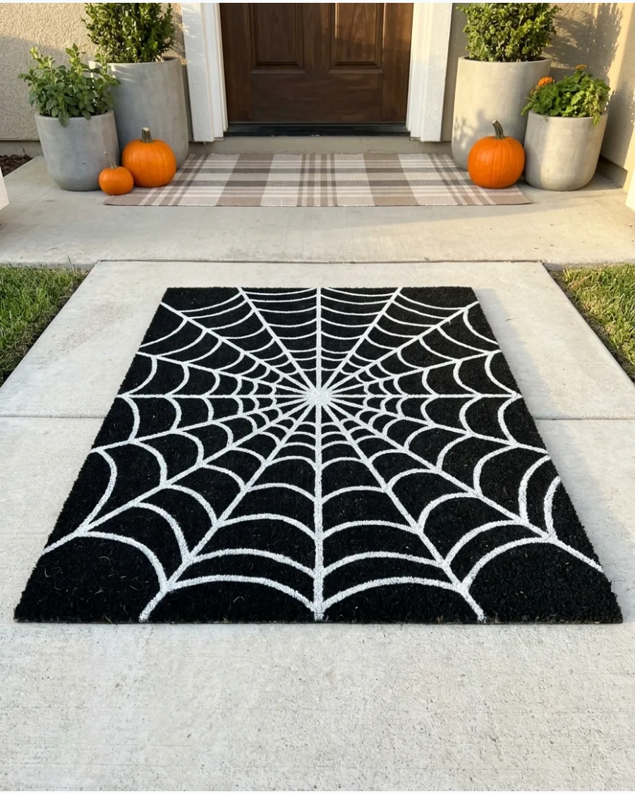 49. DIY Spiderweb Doormat