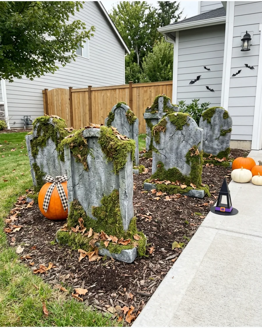 15. Moss-Covered Forest Tombstones