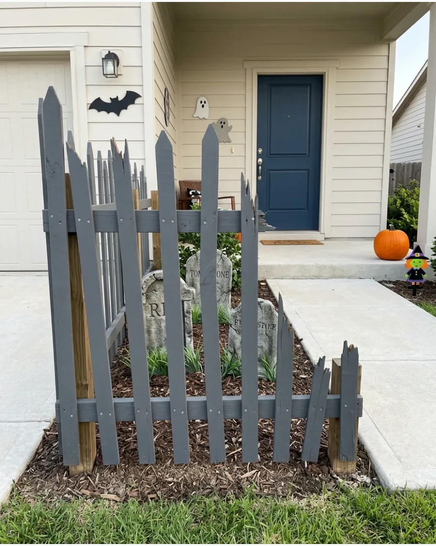 19. Crooked Cemetery Picket Fence