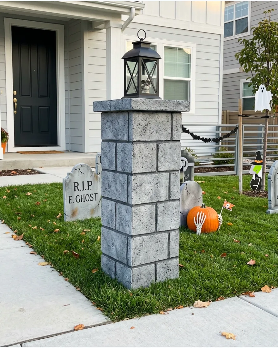 21. Faux Stone Cemetery Pillars