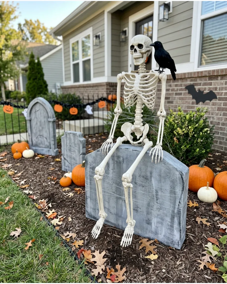 29. Skeleton Sitting on a Tombstone