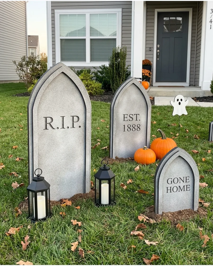 3. Layered Plywood Gothic Headstones