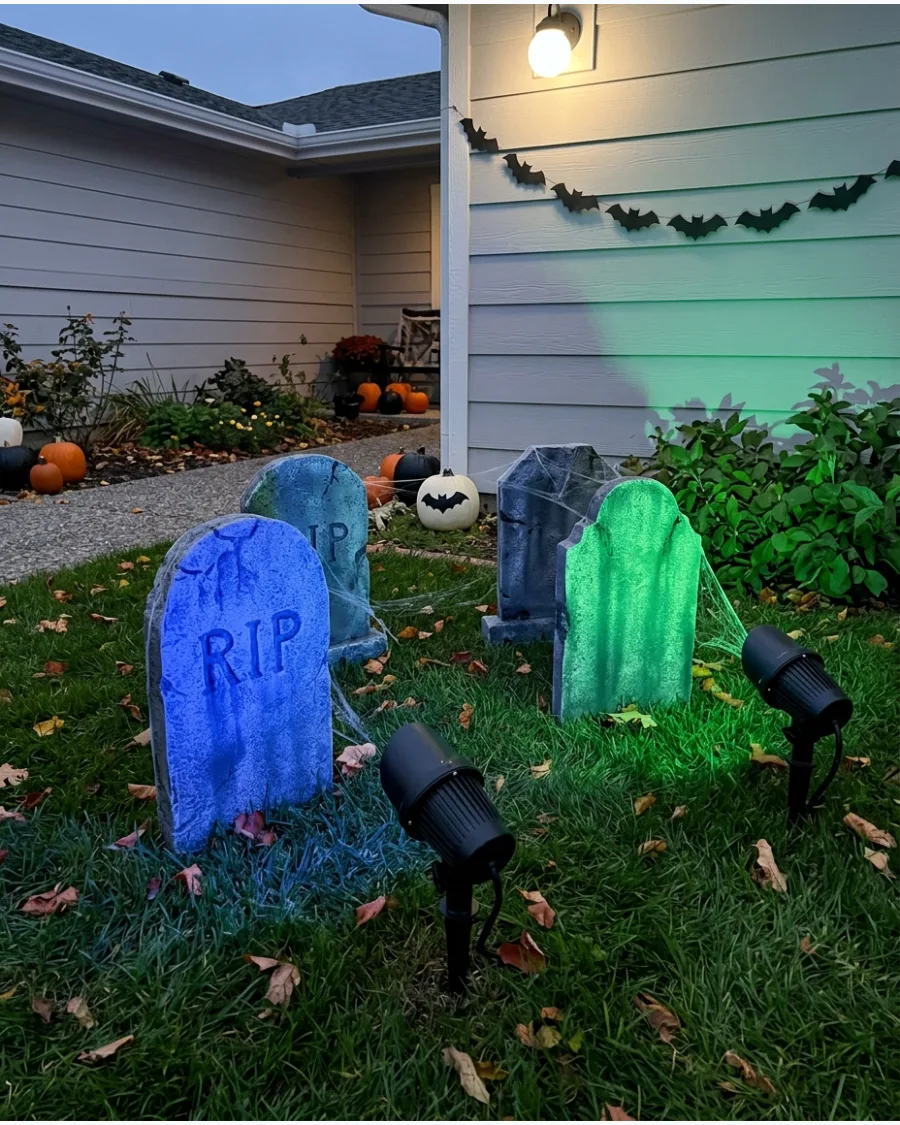 41. Blue and Green Graveyard Spotlights