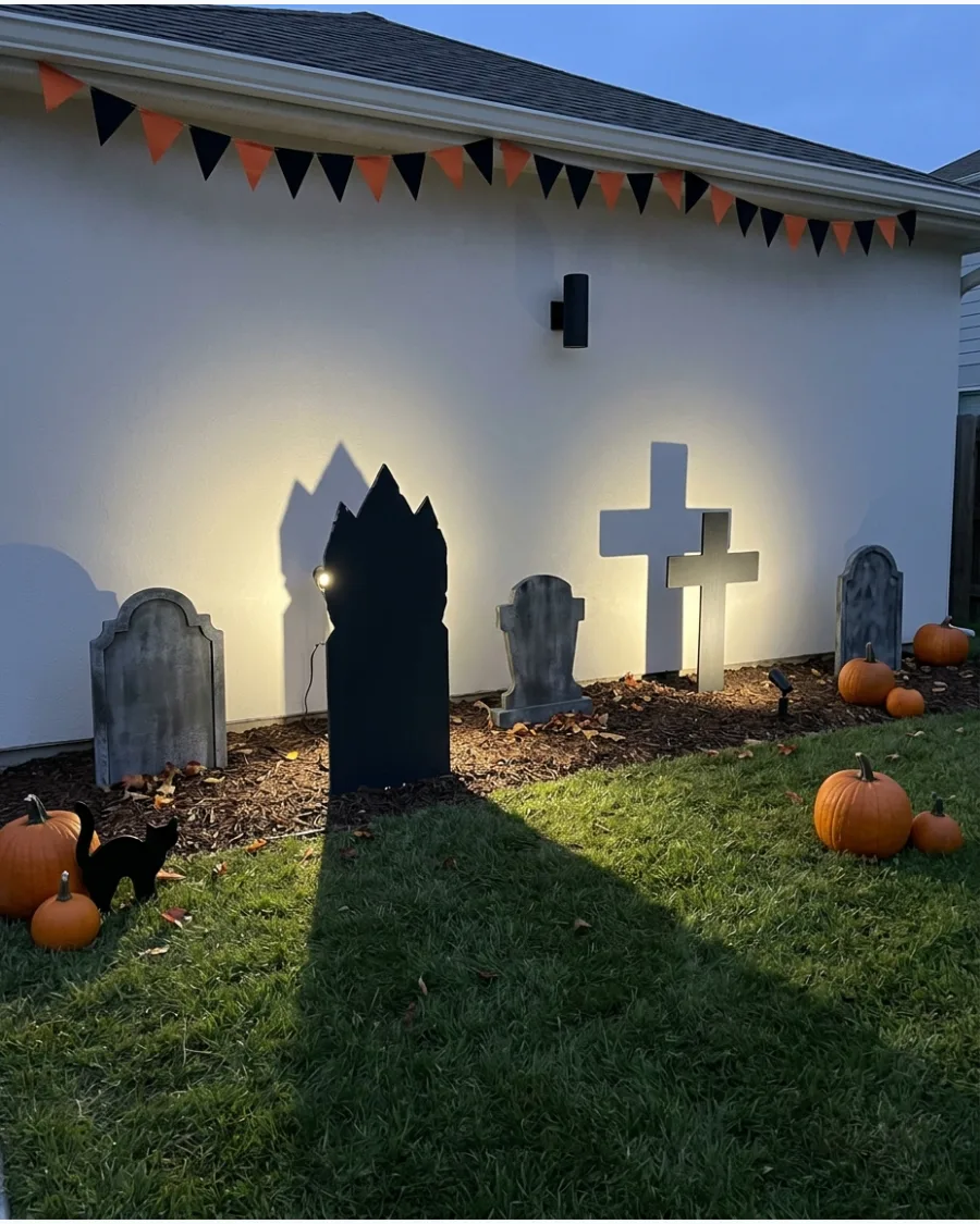 45. Backlit Tombstone Silhouettes