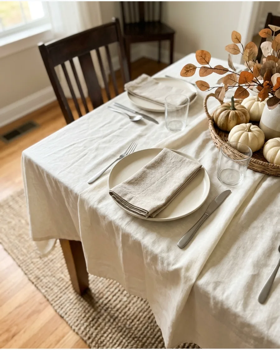 1. Neutral Linen Thanksgiving Tablescape