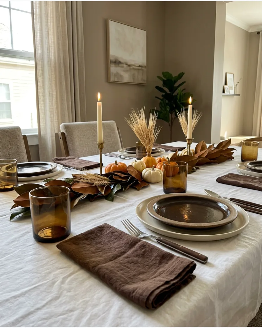 13. Chocolate Brown Thanksgiving Tablescape
