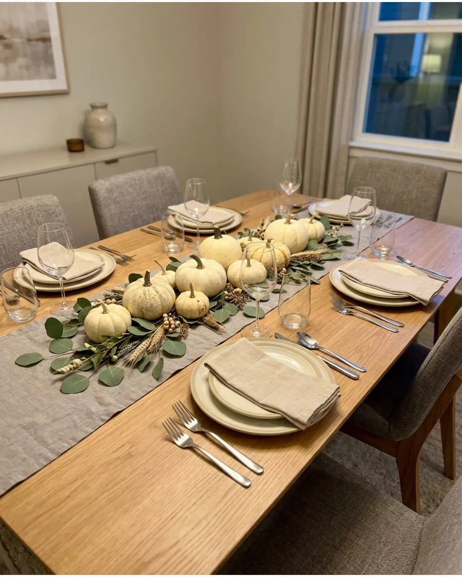 2. Cream and White Pumpkin Tablescape